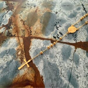 Catholic saint cross rosary necklace
